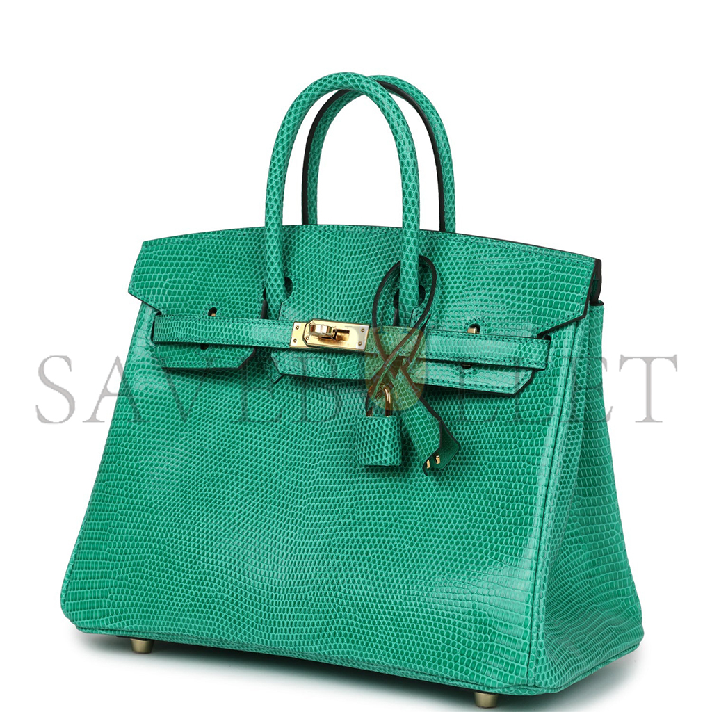 HERMÈS MASTER BIRKIN 25 LIZARD BAMBOO GREEN GOLD BUCKLE H028352CA19 (25*20*13cm)